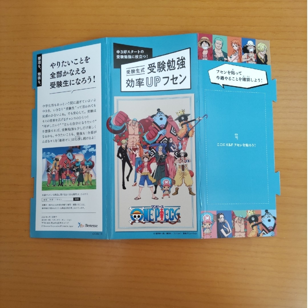 Benesse(ベネッセ)の進研ゼミ付録 ワンピースノート 付箋 エンタメ/ホビーのおもちゃ/ぬいぐるみ(キャラクターグッズ)の商品写真