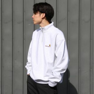 カーハート(carhartt)のCarhartt WIP  ハーフジップアメリカンスクリプトスウェットシャツ(スウェット)