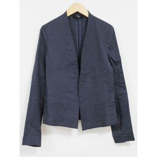 theory - 【春物 新入荷】☆theory /セオリー☆CLEAN BLAZERノーカラージャケット/ジャケット/アウター/シンプル/長袖 ネイビー/紺 レディース 0【中古】春夏 otr 623042