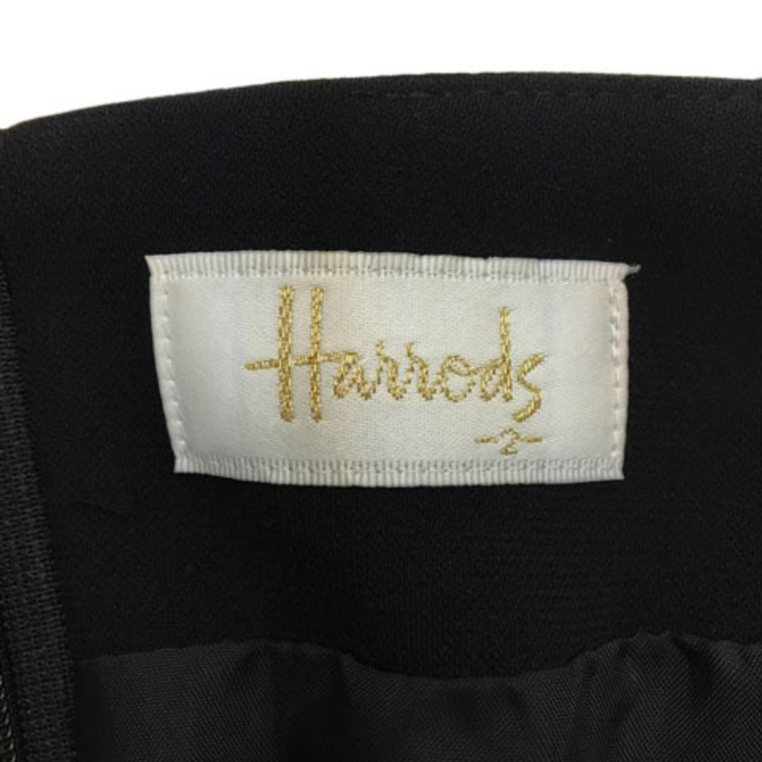 Harrods(ハロッズ)のハロッズ スカート フレア 膝丈 リボン プリーツ 無地 2 黒 ブラック レディースのスカート(ひざ丈スカート)の商品写真