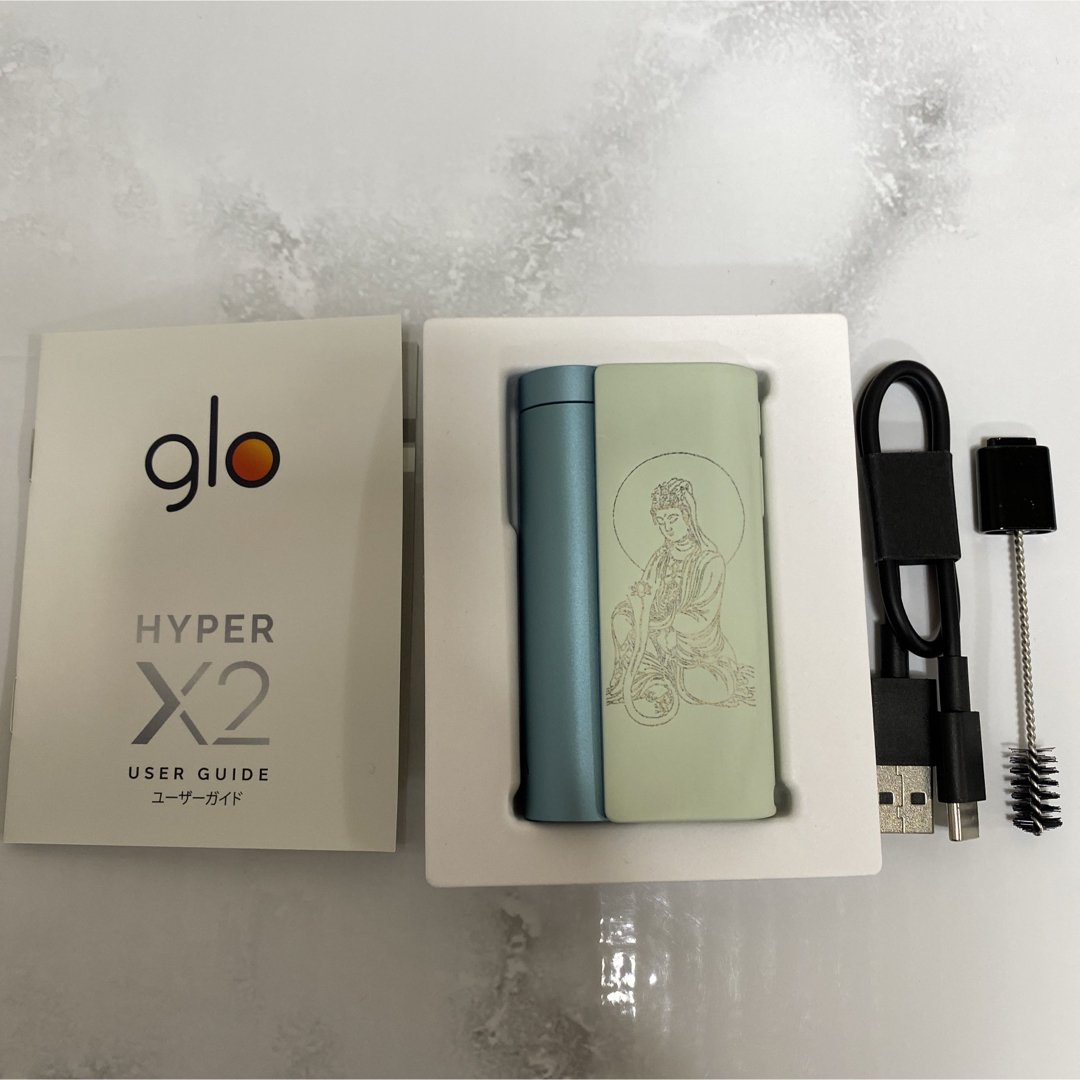 glo(グロー)の観音菩薩 レーザー加工 glo hyper X2 グローハイパー 本体 ブルー メンズのファッション小物(タバコグッズ)の商品写真