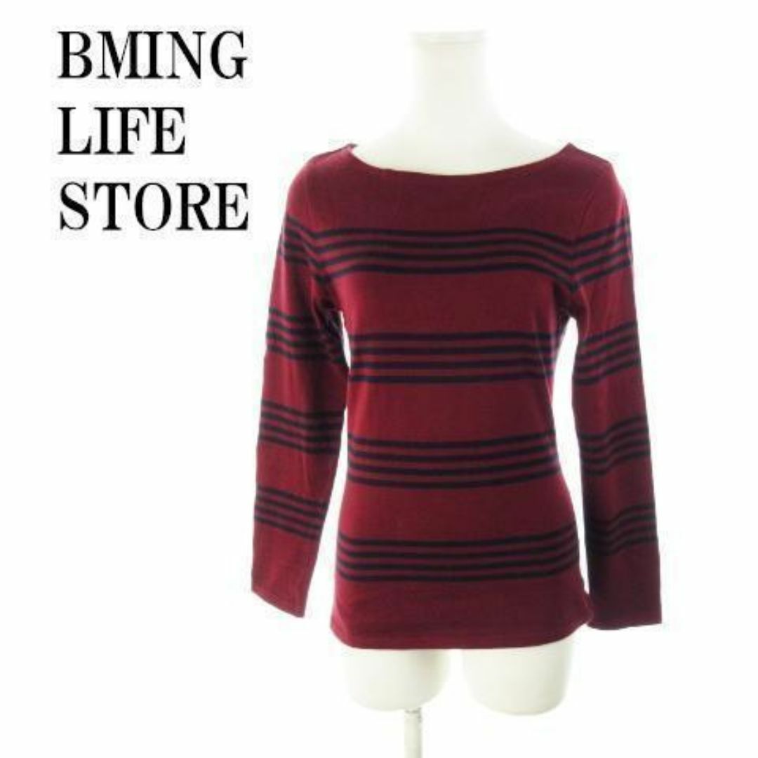 B:MING LIFE STORE by BEAMS(ビーミング ライフストア バイ ビームス)のビーミングライフストア カットソー 長袖 ボーダー 赤 210609YH1A レディースのトップス(カットソー(長袖/七分))の商品写真