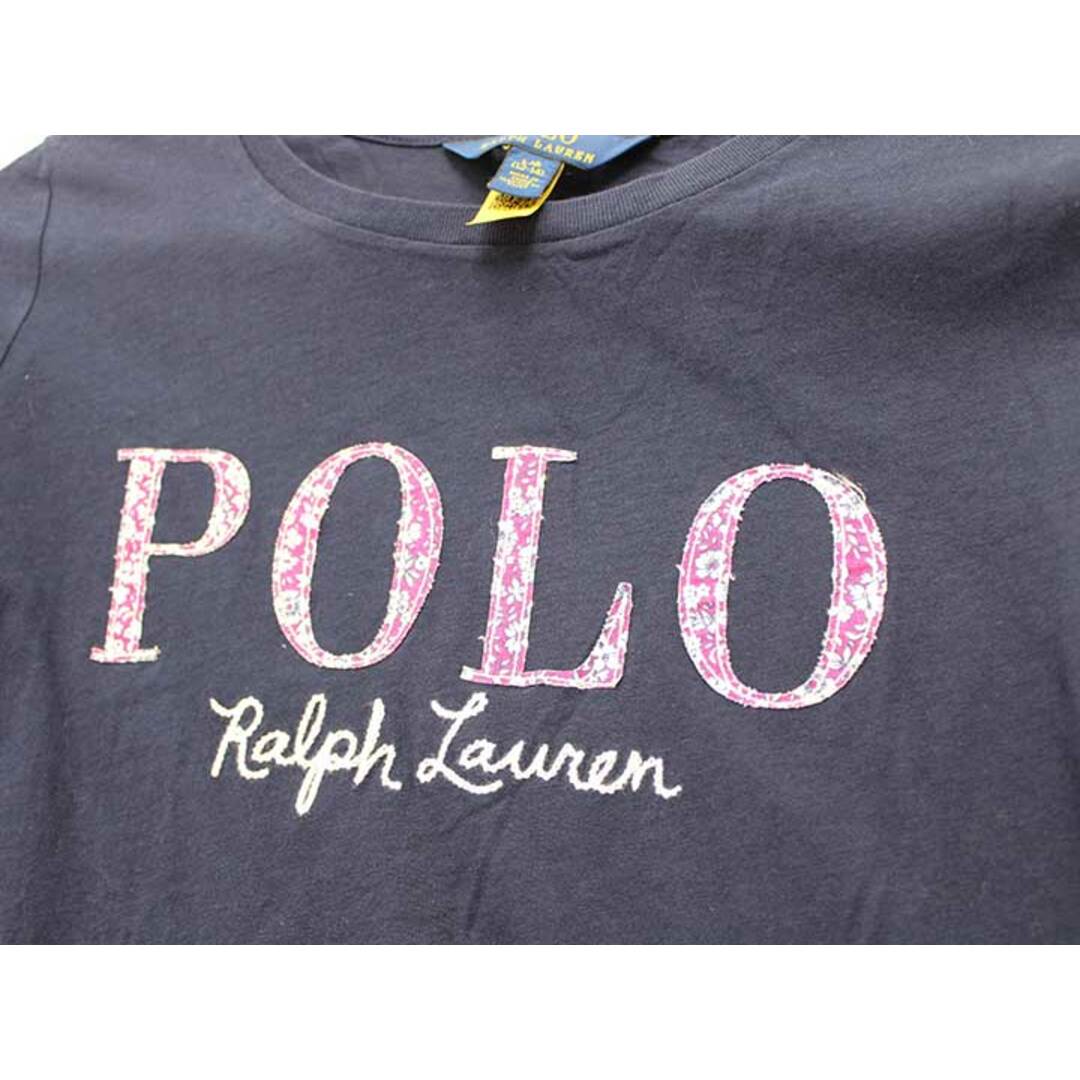 Ralph Lauren(ラルフローレン)の【春物 新入荷!】▼ラルフローレン/Ralph Lauren▼150cm 長袖Tシャツ/長袖カットソー/ロンT  紺×紫×白 【中古】 子供服 キッズ ジュニア 女の子 春秋 tops  223042 キッズ/ベビー/マタニティのキッズ服女の子用(90cm~)(Tシャツ/カットソー)の商品写真