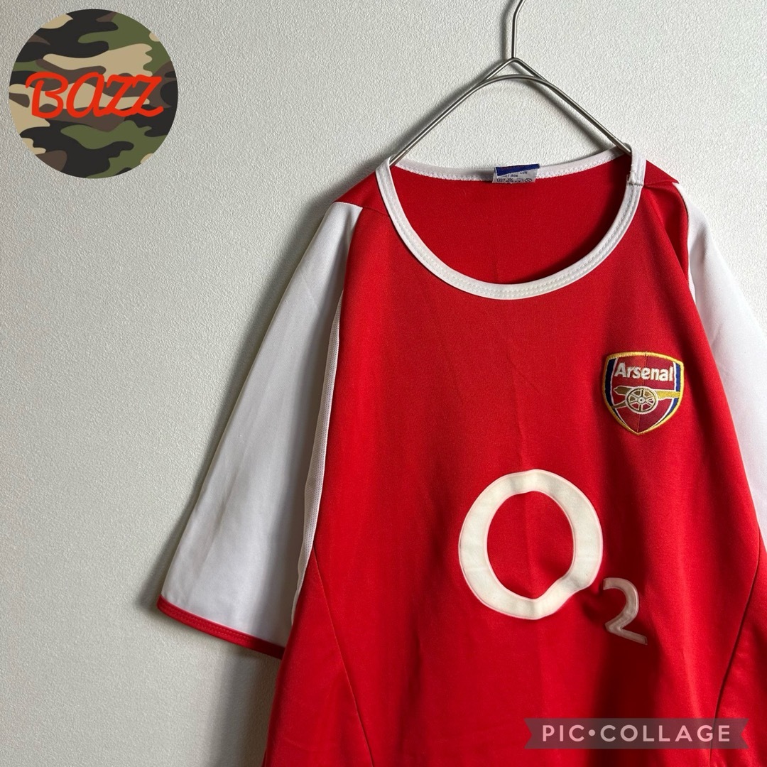アーセナル　ユニフォーム　Lサイズ　O2 ゲームシャツ　02-04シーズン　赤白 スポーツ/アウトドアのサッカー/フットサル(ウェア)の商品写真