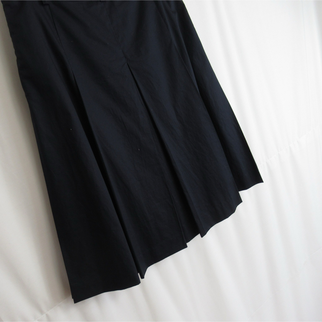 LANVIN(ランバン)の良品 LANVIN コットン フレア タック スカート ボトムス 38 ネイビー レディースのスカート(ひざ丈スカート)の商品写真