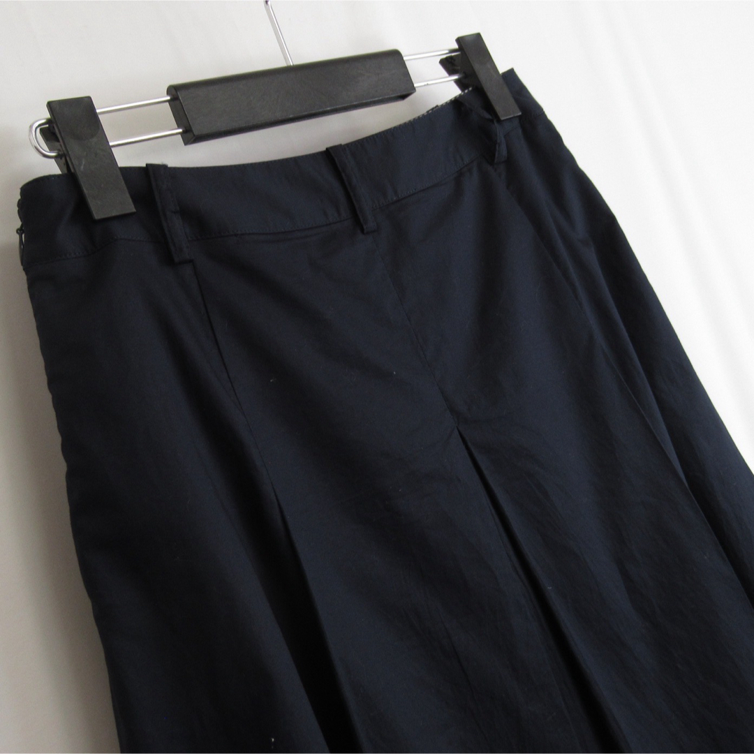 LANVIN(ランバン)の良品 LANVIN コットン フレア タック スカート ボトムス 38 ネイビー レディースのスカート(ひざ丈スカート)の商品写真