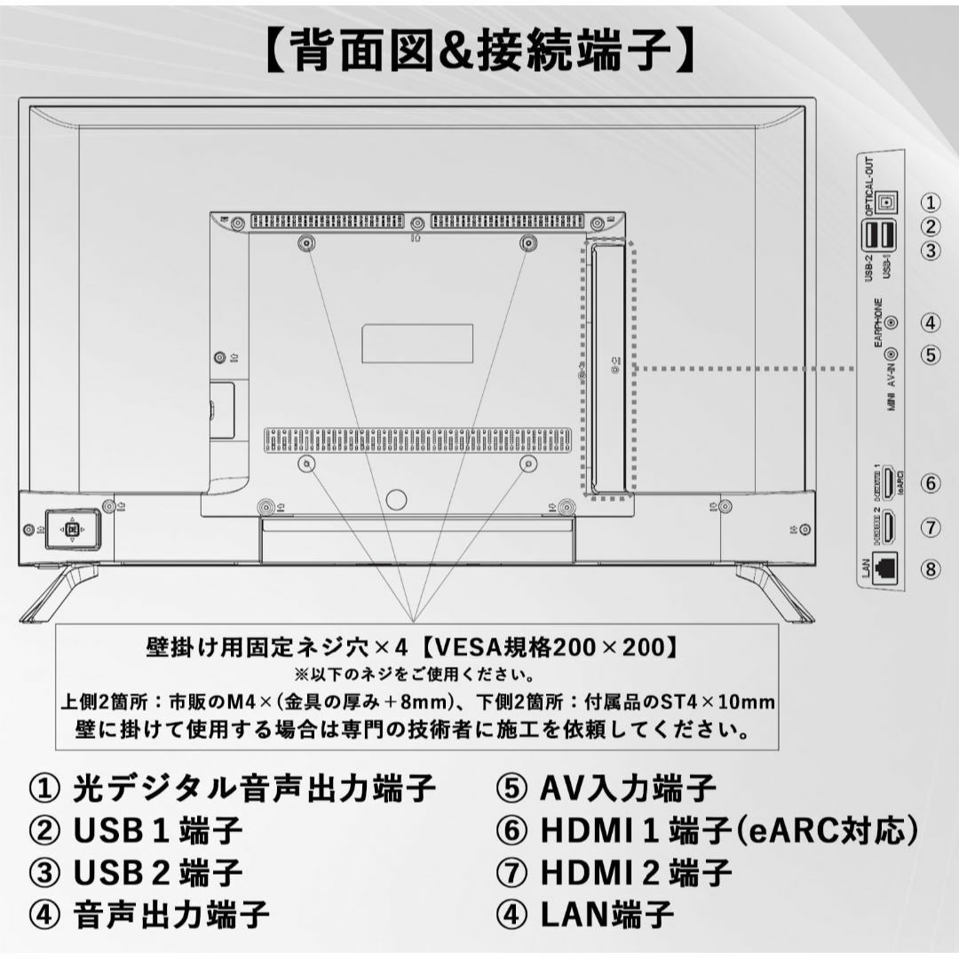 [山善] 32型 チューナーレス テレビ Google TV フルハイビジョン  スマホ/家電/カメラのテレビ/映像機器(テレビ)の商品写真