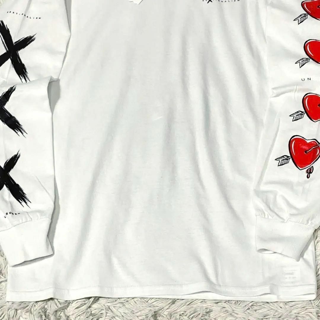 UNBROKENアンブロークン　ハート&アロープリントTシャツ　ロンT 長袖 白 メンズのトップス(Tシャツ/カットソー(七分/長袖))の商品写真