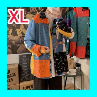 シャツ 長袖 XL メンズ ハンサム ゆったり トレンド 藍色(シャツ)