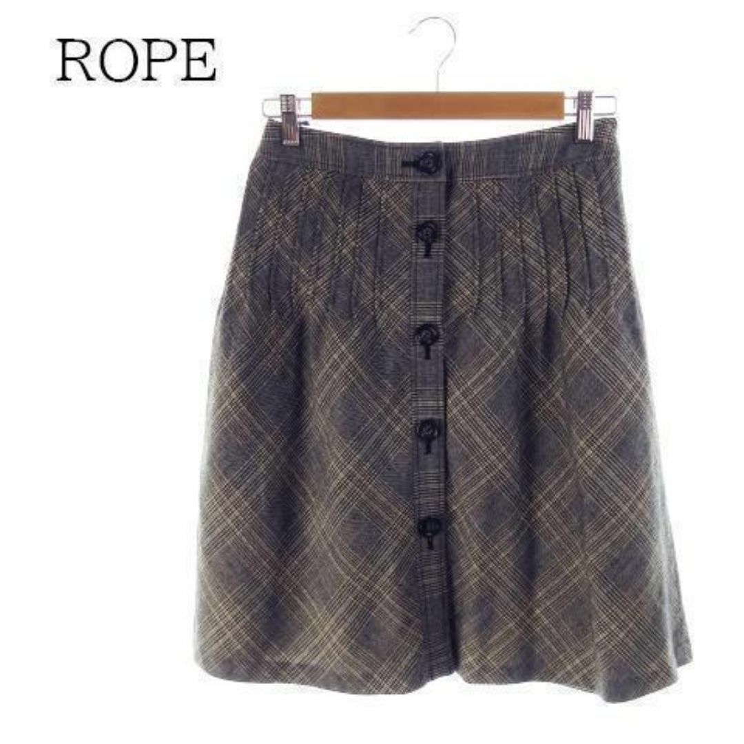 ROPE’(ロペ)のロペ スカート フレア ひざ丈 チェック 9 グレー 210716YH8A レディースのスカート(ひざ丈スカート)の商品写真