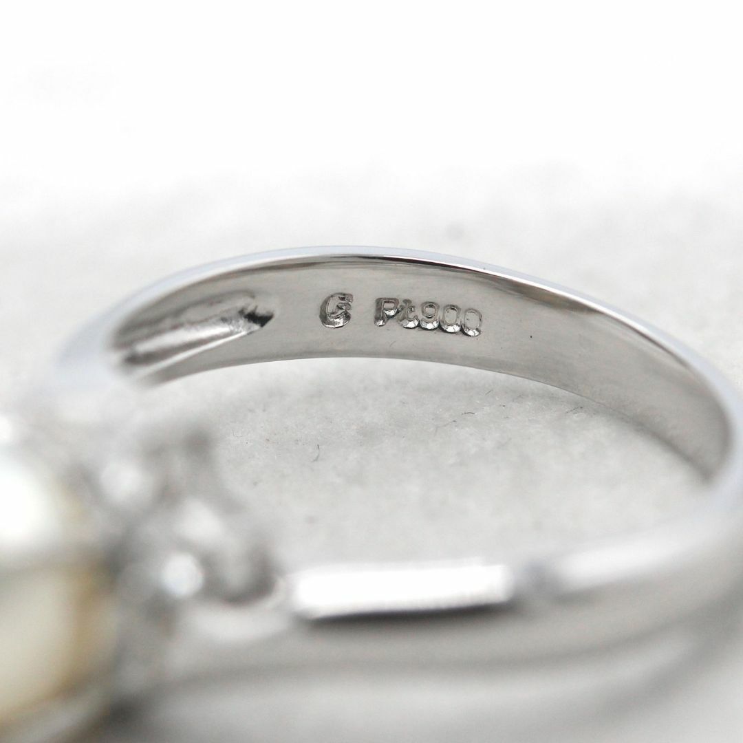 美品  天然パール 7.8mm 2Pダイヤ プラチナ リング A03718 レディースのアクセサリー(リング(指輪))の商品写真