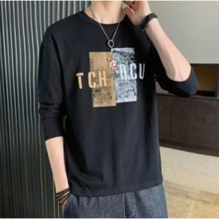 【人気商品】トップス　長袖　シャツ　ＸＬ　ブラック　シンプル　ストリート(Tシャツ/カットソー(七分/長袖))