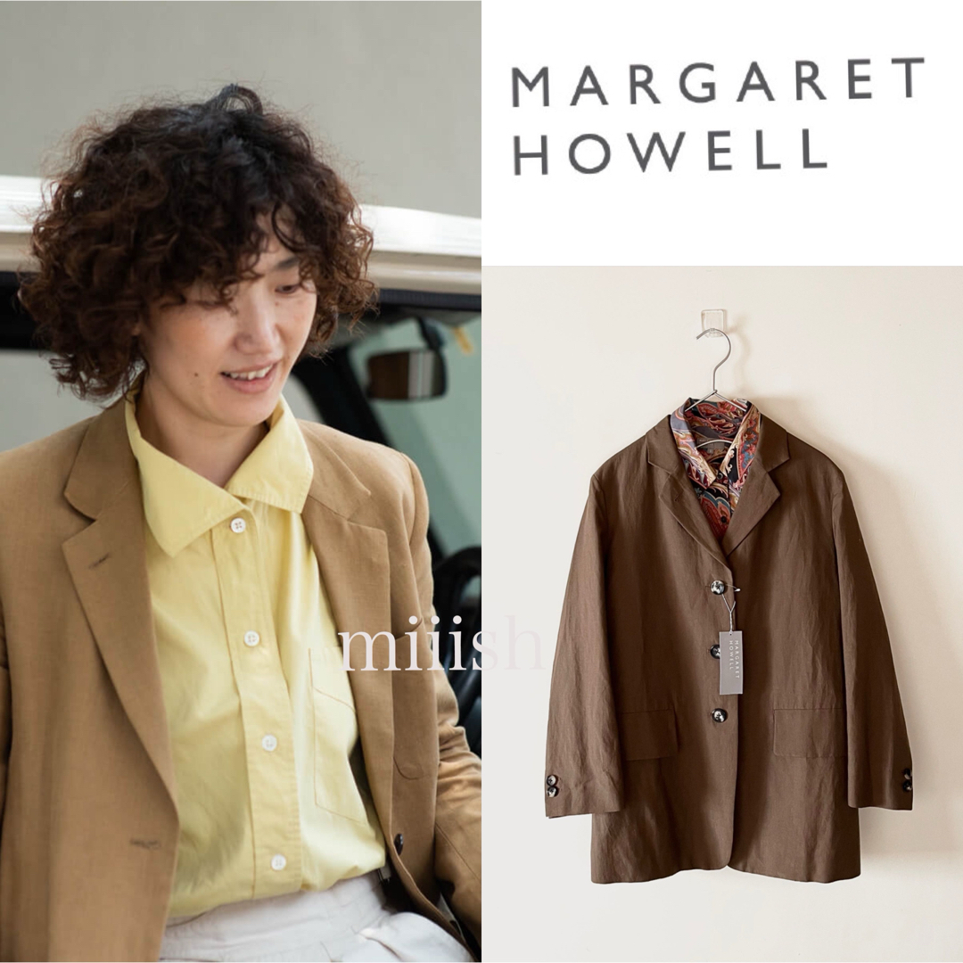 MARGARET HOWELL(マーガレットハウエル)の新品 マーガレットハウエル ソフトウールリネン オーバージャケット 7.6万 レディースのジャケット/アウター(テーラードジャケット)の商品写真