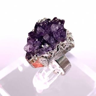 アメジスト　紫水晶　天然石　クラスター　結晶　癒し　レディース  リング　指輪(リング(指輪))