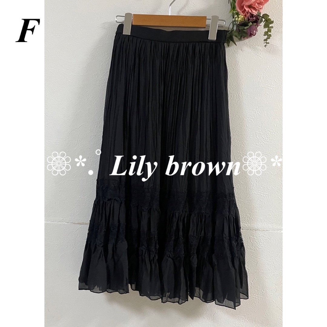 Lily Brown(リリーブラウン)のLily brownリリーブラウン レース切り替えプリーツスカート レディースのスカート(ひざ丈スカート)の商品写真