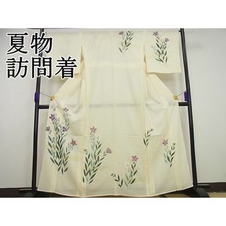 平和屋1■極上　夏物　訪問着　絽　刺繍　竜胆　金彩　逸品4s612(着物)