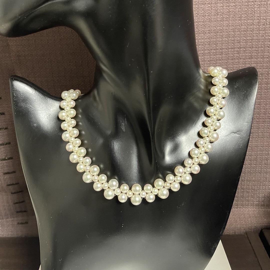 MIKIMOTO - 【極美品】ミキモトK18 3連編みパールネックレス7.5 MIKIMOTO - 【極美品】ミキモトK18 3連編みパールネックレス7.5