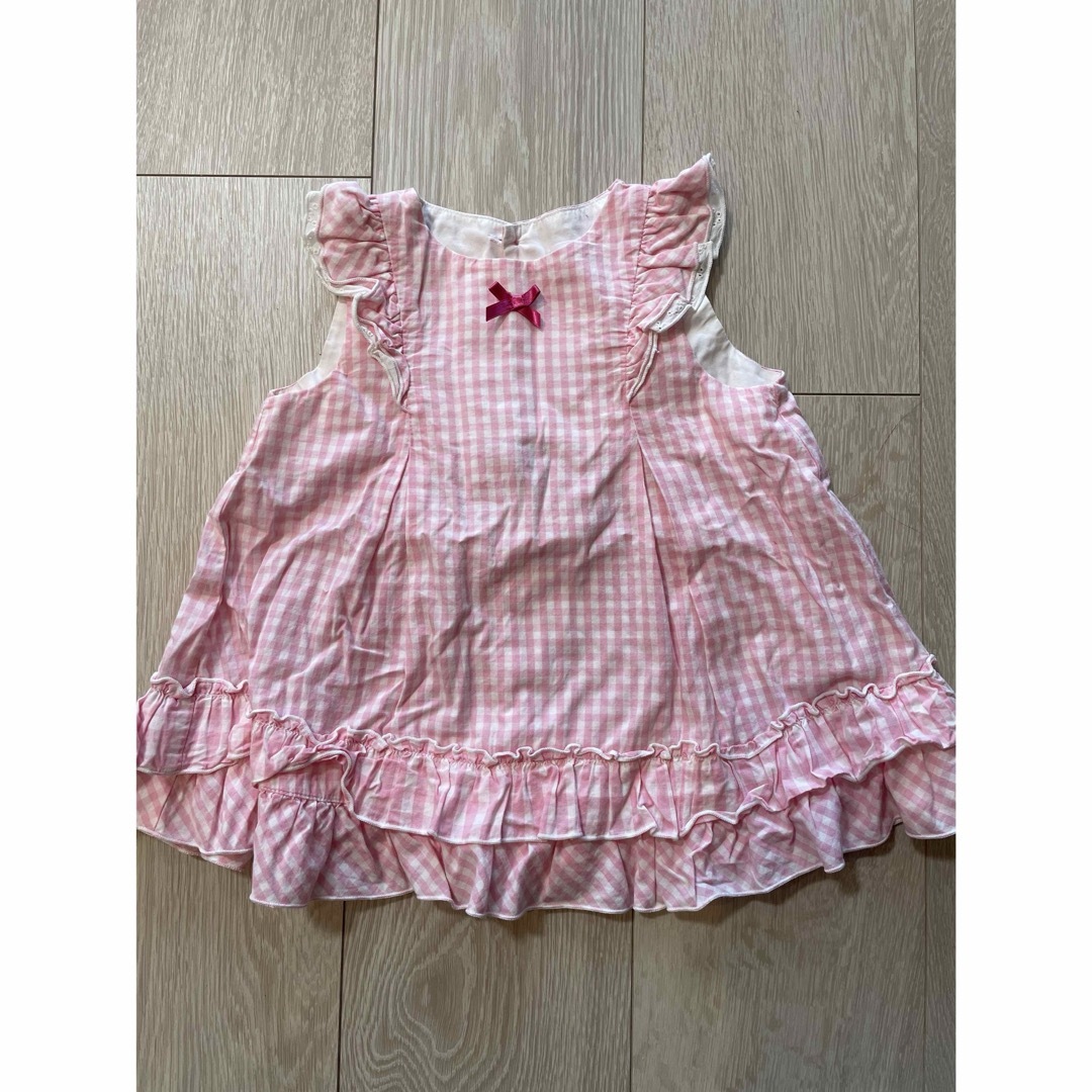 BeBe(ベベ)の♡美品♡ BeBe べべ　ワンピース　Sサイズ　ギンガムチェックワンピース キッズ/ベビー/マタニティのベビー服(~85cm)(ワンピース)の商品写真