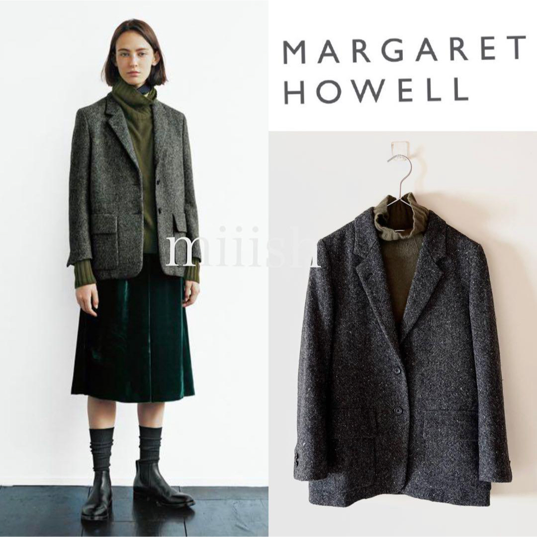 MARGARET HOWELL(マーガレットハウエル)の未使用 マーガレットハウエル  ウールツイード パッチポケットジャケット 7万 レディースのジャケット/アウター(テーラードジャケット)の商品写真