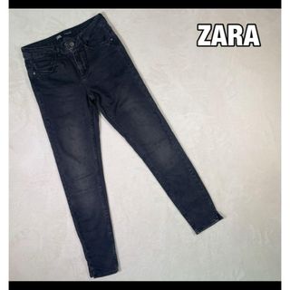 ザラ(ZARA)の【ZARA 】ストレート ストレッチデニム ブラック ゴムウエスト(デニム/ジーンズ)