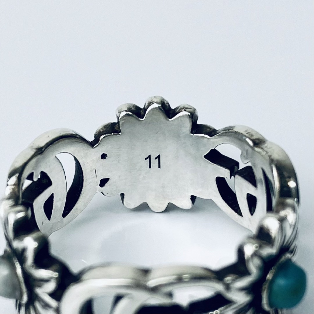 Gucci(グッチ)の美品 グッチ 指輪 マザーオブパール フラワー ターコイズ 9.5号 レディースのアクセサリー(リング(指輪))の商品写真