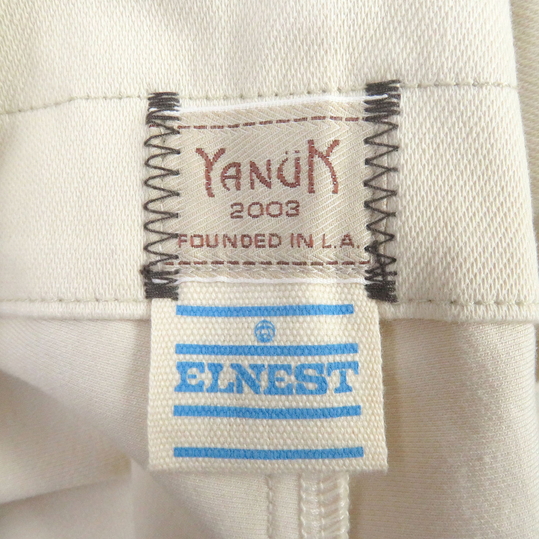 未使用品□YANUK ヤヌーク ELNEST エルネスト 57231518 DENIT YAKUSHIMA Forestra Camoベルト オーバーオール エクリュ M 日本製 正規品 メンズ 定価52,800円 メンズのパンツ(サロペット/オーバーオール)の商品写真