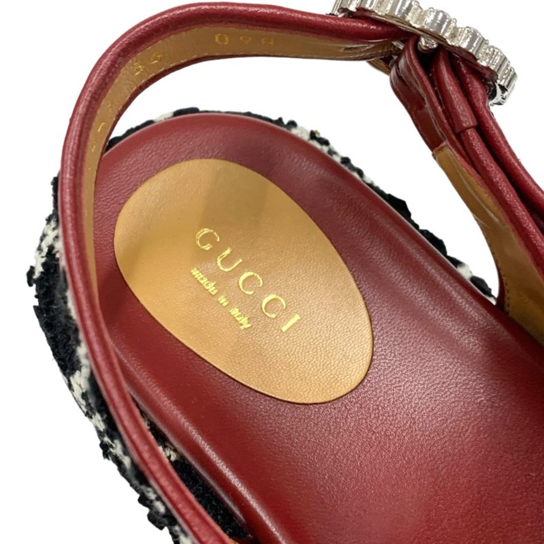 Gucci(グッチ)のグッチ GUCCI サンダル 靴 シューズ ビジュー GGロゴ プラットフォーム ツイード ブラック ボルドー レディースの靴/シューズ(サンダル)の商品写真