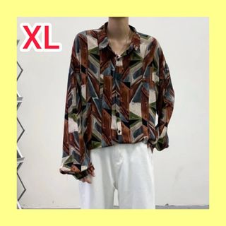 シャツ XL 珈琲色 メンズ 長袖 ゆったり(シャツ)