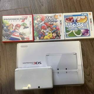 Nintendo 3DS 本体 アイスホワイト＋カセット3本(携帯用ゲーム機本体)