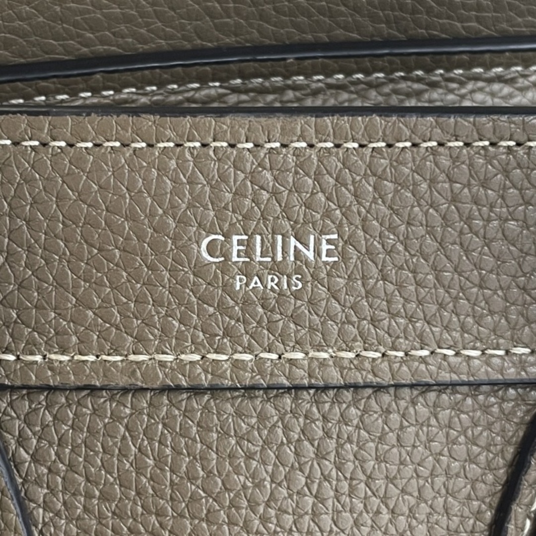 celine(セリーヌ)のセリーヌ ラゲージ ナノ ドラムドカーフスキン バッグ トートバッグ ショルダーバッグ スリ グレージュ レディースのバッグ(トートバッグ)の商品写真