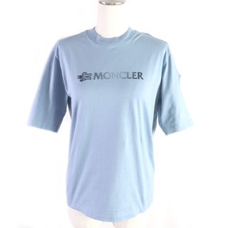 モンクレール(MONCLER)の未使用品□MONCLER モンクレール 2022年製 コットン100％ フロックグラデーション ロゴワッペン付き 半袖Ｔシャツ カットソー パウダーブルー XS 保存袋付き 正規品 レディース 定価47,300円(Tシャツ(半袖/袖なし))