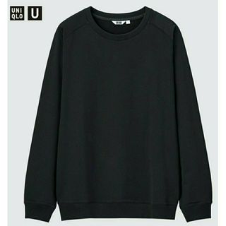 ユニクロ(UNIQLO)の【UNIQLO U】ライトウエイトスウェットシャツ(長袖 ブラック S）(スウェット)