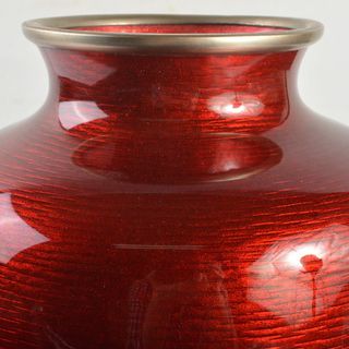 七宝焼 安藤七宝店 純銀刻印 透釉 四君子文 花瓶 M R7023 七宝焼 安藤七宝店 純銀刻印 透釉 四君子文 花瓶 M R7023