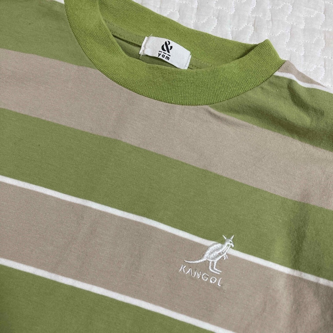 KANGOL(カンゴール)の& yam KANGOL ボーダー 緑 ベージュ Tシャツ キッズ/ベビー/マタニティのキッズ服男の子用(90cm~)(Tシャツ/カットソー)の商品写真