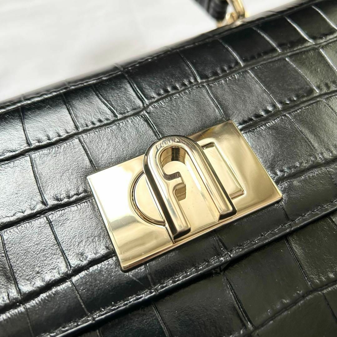 Furla(フルラ)の✨極美品✨2way FURLA ショルダーバッグ　ハンドバッグ　本革　黒　クロコ レディースのバッグ(ショルダーバッグ)の商品写真