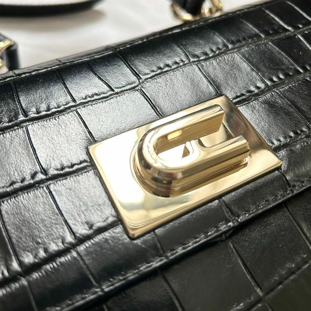 Furla(フルラ)の✨極美品✨2way FURLA ショルダーバッグ　ハンドバッグ　本革　黒　クロコ レディースのバッグ(ショルダーバッグ)の商品写真