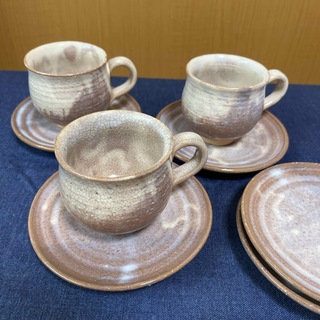 コーヒーカップ&ソーサー　萩焼　民芸(グラス/カップ)