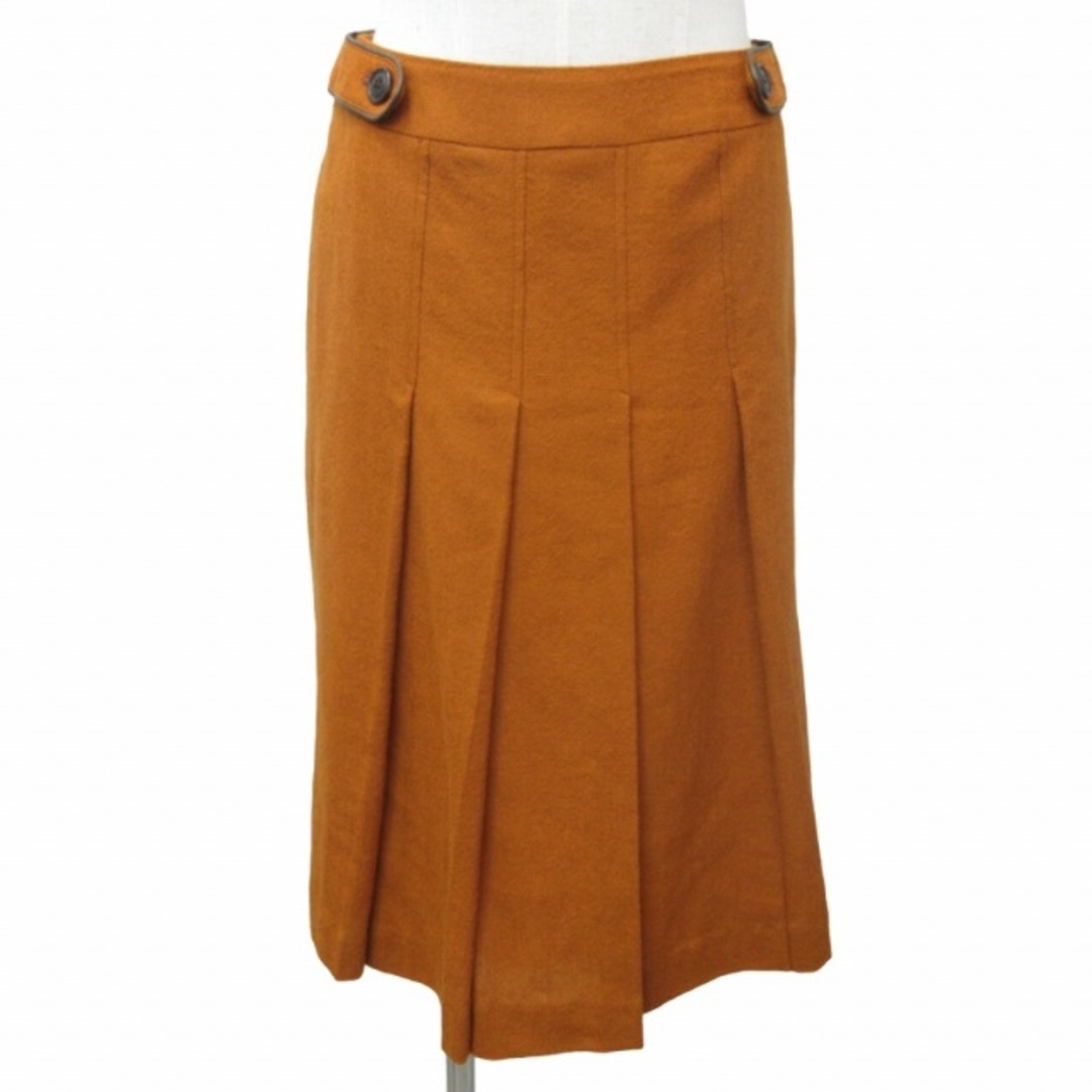 J.PRESS(ジェイプレス)のジェイプレス ギャザースカート フレア ひざ丈 茶系 約L ■GY31 レディースのスカート(ひざ丈スカート)の商品写真