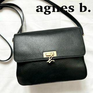 アニエスベー(agnes b.)の✨極美品✨アニエスベー　ショルダーバッグ　ブラック　黒　メタルロゴ　レザー　本革(ショルダーバッグ)