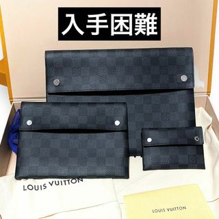 ルイヴィトン(LOUIS VUITTON)の✨美品✨　ルイヴィトン　アルファトリプルポーチ　ダミエ　グラフィット　al10(セカンドバッグ/クラッチバッグ)