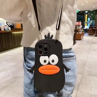 【人気】iPhone14proMax  シリコン立体ケース 黒キャラクター