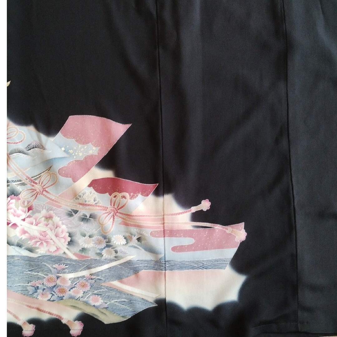 黒留袖 着物 リメイク ワンピース レディースのワンピース(その他)の商品写真