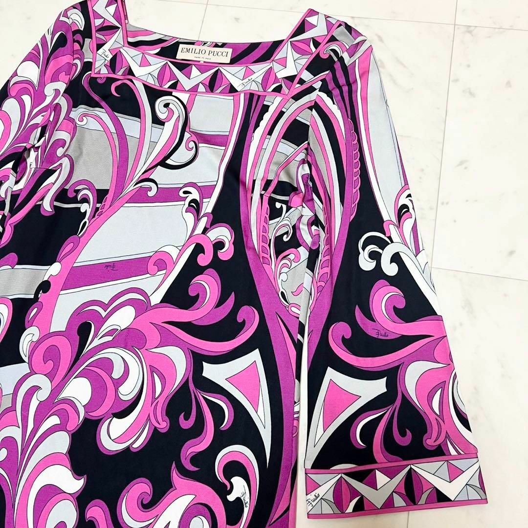 EMILIO PUCCI(エミリオプッチ)のEMILIO PUCCI プッチ柄 スクエアカットワンピース ジャージー生地 レディースのワンピース(ひざ丈ワンピース)の商品写真