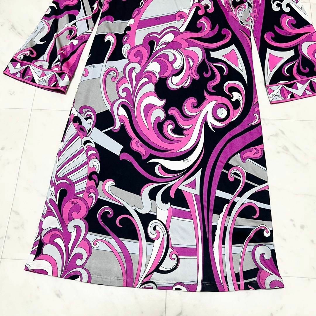 EMILIO PUCCI(エミリオプッチ)のEMILIO PUCCI プッチ柄 スクエアカットワンピース ジャージー生地 レディースのワンピース(ひざ丈ワンピース)の商品写真