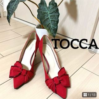 トッカ　TOCCA  リボン　赤　ポインテッドトゥ　パーティー