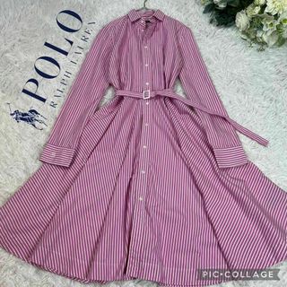 ポロラルフローレン(POLO RALPH LAUREN)の【美品】ポロラルフローレン★ロングシャツワンピース★ストライプ(ロングワンピース/マキシワンピース)