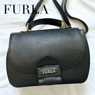 フルラ(Furla)の✨極美品✨2way FURLA フルラ ショルダーバッグ　本革　ブラック(ショルダーバッグ)