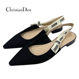 Christian Dior - クリスチャンディオール CHRISTIAN DIOR J'ADIOR フラットパンプス フラットサンダル 靴 シューズ スリングバック ファブリック ブラック