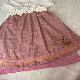 ピンクハウス(PINK HOUSE)の専用💖ピンクハウス💖子供服サイズL L 宝石クマ刺繍エプロン美品・スカートおまけ(スカート)