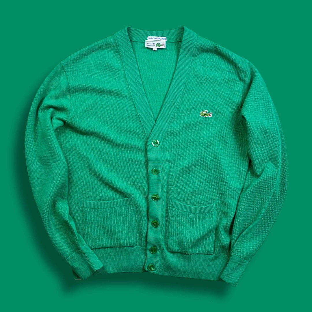 LACOSTE(ラコステ)の70s フランス製 LACOSTE ラコステ ヴィンテージカーディガン グリーン レディースのトップス(カーディガン)の商品写真